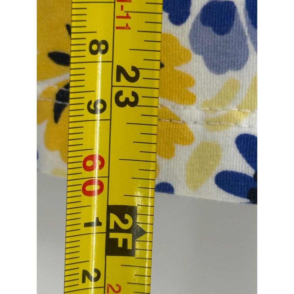 Hearts of Palm Womens Blue Yellow Floral V-Neck 3/4 Sleeve Knit Top Ring Sz L - Picture 3 of 8